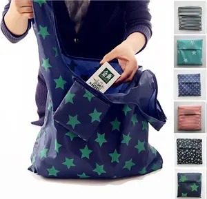 Modedesign benutzer definierte Öko Ripstop Lebensmittel Trage tasche faltbare wieder verwendbare Einkaufstaschen aus recyceltem Nylon mit Logo