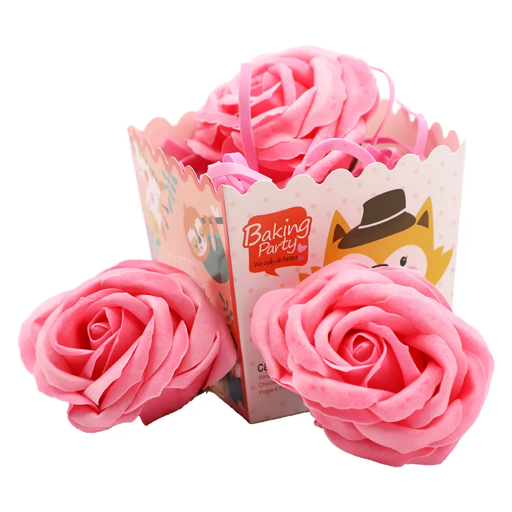 Private label Herz-förmigen badewanne bouquets kopf valentines geschenk künstliche rose dekorative blume seife blume für persönliche