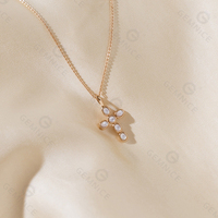 Gemnel Meilleur Prix Bijoux de Mode Anti-ternissement Pendentif Croix en Argent 925 avec Nacre Collier