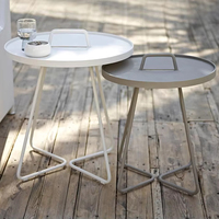 Nordique plage près de la piscine Table Patio aluminium petit canapé rond Table d'appoint ensemble de meubles d'extérieur jardin pique-nique Portable Table basse