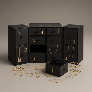 Boîte Calendrier de l'<span class=keywords><strong>Avent</strong></span> de Noël Noire à Tiroirs pour Bijoux (Boucles d'Oreilles, Bagues, Colliers) et Cosmétiques - Product Image 6