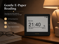 Kylendar Mini Horloge de Chevet à Écran Souple 4,2 pouces avec Affichage de l'Heure et Calendrier E-Paper pour Chambre, Maison, Voyage et Utilisation Nocturne
