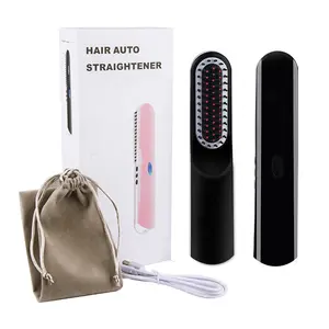 Travel Portable Usb Charging Cordless Fast Heated Multiple Men's Hair Care Beard Straightener Brush Electric Hair Straightener