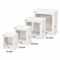 Boîte à gâteau transparente à fenêtre, simple, double ou multi-étages, 6, 8, 10, 12 pouces, en carton blanc de qualité alimentaire, logo personnalisé OEM