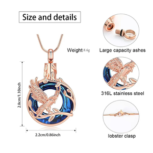 Kalung guci pohon kehidupan untuk abu cincin elang perhiasan kremasi liontin abu hewan peliharaan manusia kenang-kenangan elang - Product Image 2