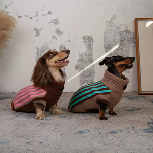 Pakaian hewan peliharaan desain khusus. Sweter rompi musim dingin hangat tebal Sweater Vintage bergaris klasik untuk natal anjing anjing Dachshunds. - Product Image 1