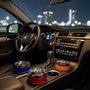 CASAMAX WL AS-9995-2 Ceniceros Redondos para Coche de Acero Inoxidable Multicolor, Proveedor Creativo, Elegante, Portátil y Moderno - Product Image 3