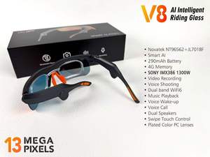 Gafas Inteligentes V8 para Ciclismo, Gafas para Exteriores con Grabación de Fotos y Vídeos de 13MP, Traducción por IA, WiFi6, Audio de Oído Abierto, Logotipo Personalizado - Product Image 5