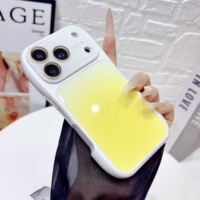 Coque de téléphone tendance dégradée motif cœur pour iPhone 16 15 17 Pro Max, avec cadre ondulé mignon, antichoc et protection d'objectif d'appareil photo