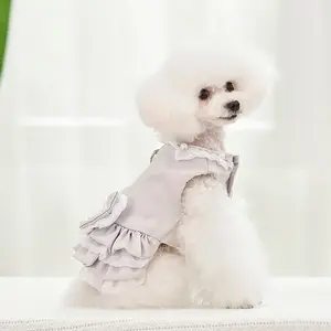 Linda saia de cão de princesa, moda coreana, urso de pelúcia, roupas, primavera e verão, roupas para animais de estimação