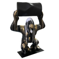 Personnalisation de la grande statue populaire de gorille en fibre de verre peinte à la main pour galerie d'art/vitrine/décoration de centre commercial