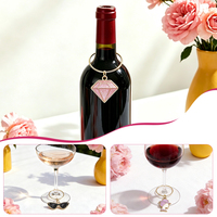 Breloques tendance en émail pour verres à vin, anneaux d'identification métalliques scintillants pour bouteilles de vin, pour la décoration de table lors de soirées et cocktails