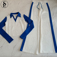 Ensemble de survêtement décontracté pour femme, style Y2K, avec logo personnalisé, comprenant un haut court à col polo et demi-zip color block et un pantalon évasé.