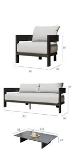 Kunden spezifische Farbe Outdoor Aluminium Metall Mod Sofa Set Langlebige bequeme Gartenmöbel für Wohnzimmer Innenhof Modern - Product Image 5