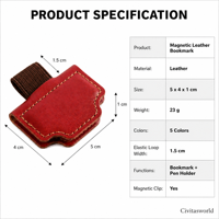 Marcador Magnético de Cuero Genuino con Clip para Bolígrafo, Ideal para Regalo al por Mayor