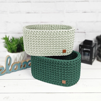 Panier de rangement ovale crochet d'usine OEM Organisateur polyvalent en coton pour salle de bain Cosmétiques Serviettes Couches pour bébé