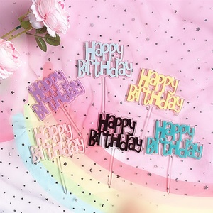 ECCOBELLA Decorazioni per Torte in Acrilico a Doppio Strato, Spessore 2,1mm, Fatte a Mano, Colori Caramella, per Feste di Compleanno - Product Image 1