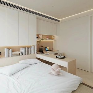 Set Kamar Tidur Minimalis Modern dengan Lemari, Meja, Tempat Tidur Tatami & Kabinet Terintegrasi - Ruang Nyaman untuk Penggunaan di Villa & Gym - Product Image 4