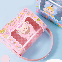 Clair Windows dessin animé poignée cadeau retour boîte papier doux faveur boîtes d'emballage pour enfants joyeux anniversaire bébé douche fête décor