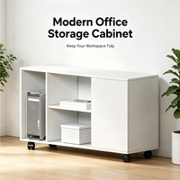 Meuble d'appoint moderne en bois à panneaux bas, avec compartiment ouvert et porte coulissante, pour bureau, entrepôt, école, maison, hôtel (assemblé)