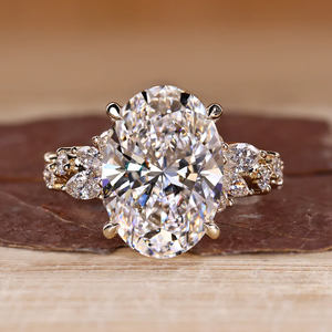 Custom Oval VVS Lab Grown Diamond Side Stones <b>Ring</b> Luxury <b>925</b> <b>Silver</b> IGI Certified CVD Lab Created Diamond Fine Engagement <b>Ring</b> - Product Image 1