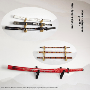 Support <span class=keywords><strong>mural</strong></span> rotatif en velours à 2 niveaux pour épées, avec crochet rembourré réglable, pour samouraï, <span class=keywords><strong>katana</strong></span>, tanto, sabre laser et sabre - Product Image 3