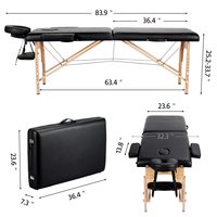 Table de massage pliante portable en bois à 2 sections, réglable, professionnelle, pour spa et salon de beauté, avec sac – Vente en gros usine