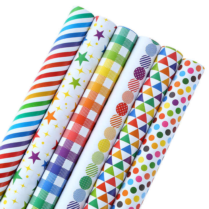 Birthday Wrapping Paper Roll Colorful Happy Birthday Lettering & Candle-876155