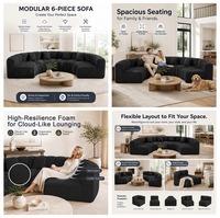 Canapé modulaire 6 pièces pour animaux de compagnie, canapé nuage en forme de U pour salon familial