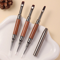 Pinceau à ongles 2-en-1 en bois avec logo personnalisé, double embout, fibres de nylon, pour liner et gel de construction, pointes fines 6mm, 9mm, 12mm