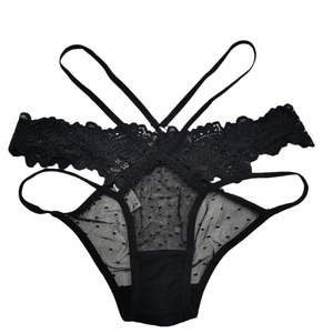 Nouvelles culottes sexy de style européen et américain pour femmes, découpes en dentelle, bretelles croisées, entrejambe en coton transparent - Product Image 5
