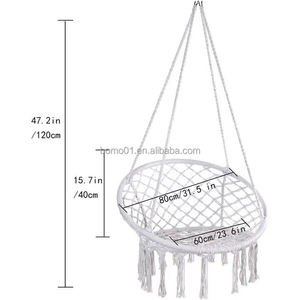 ज़ोशाइन मैक्रेमे हैममॉक चेयर हार्डवेयर किट के साथ स्विंग, बेडरूम, इनडोर, बालकनी, यार्ड, पोर्च के लिए हस्तनिर्मित फांसी की कुर्सी - Product Image 6