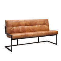 Banc de salle à manger d'extérieur moderne et polyvalent en cuir véritable avec revêtement en cuir durable et rembourrage confortable, idéal pour l'entrée ou les centres commerciaux