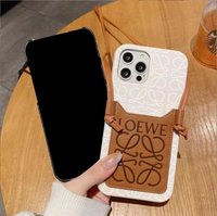 Casing iPhone 15 /14 /13 Pro Max dengan Tempat Kartu Kredit, Tali Selempang, dan Tali Panjang