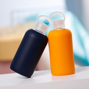<b>500ml</b> Drinking Insulated Glass <b>Water</b> <b>Bottle</b> Can Customized With Silicone Sleeve and Plastic Lid Custom <b>Water</b> <b>Bottle</b> - Product Image 5