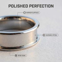 12mm Blanko Edelstahl Fingerring - Gerilltes Kern-Einlege-Design für Harz DIY Schmuckherstellung Runde Leere Ringrohlinge