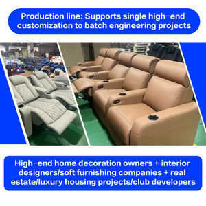 Moderner Heimkino-Sessel aus Echtleder mit Blauer Beleuchtung, USB-Ladefunktion, Ausziehbarem Holzrahmen, Massagesitz und Metallbeinen - Product Image 4