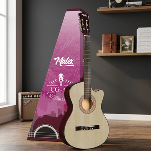 Guitarra Clásica Midex CG-390NT de 39 Pulgadas 4/4 con Varilla de Ajuste, Cutaway, Mástil de Sapele, Diapasón de Palisandro Indio, Acabado Brillante Natural - Product Image 3