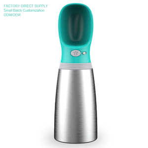 Bouteille d'eau de voyage moderne pour animaux de compagnie en acier inoxydable 304 à double paroi sous vide, isolation froide 24H, anti-fuite, portable pour promenade canin - Product Image 1