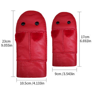 Guantes de Invierno Impermeables de Lana para Mantener el Calor, Guantes de Piel de Oveja Genuina, Mitones Cálidos sin Dedos para Niños - Product Image 6