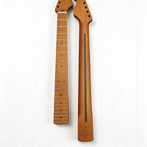 Manche de guitare 22 frettes en érable torréfié satiné avec rayures, style Stratocaster, remplacement en bois verni durable - Product Image 1