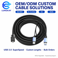 Câble USB 3.0 A vers C LUNGKAY, 5 Gbps, avec verrouillage par vis, longue portée, adapté aux caméras réseau/VR/disques durs.