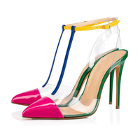 Chaussures pour femmes, fabriquées à la main, bout pointu, talons aiguilles, couleurs vives, escarpins