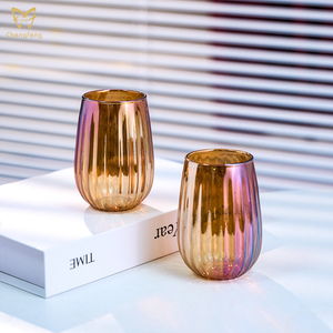 New Design Colorful Stripe Drinking Glasses Stemless <strong>Wine</strong> Glasses Milk Juice Water <strong>Tumbler</strong> - Product Image 4