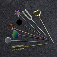 Palillos Decorativos de Acero Inoxidable para Cócteles, Palillos para Comida, Palillos para Bebidas, Palillos para Frutas Plateados, Herramientas de Bar, 46 Diseños