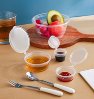 Conteneur alimentaire en plastique jetable de 2 oz avec compartiment à sauce intégré, boîte d'emballage à emporter pour restaurant