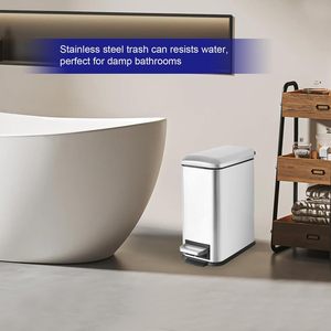 5L Basics Stainless Steel Rectangular Soft-close Garbage Bin <b>Step</b> Trash Can Pedal Bin with Foot Operated - Product Image 6