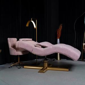 Modern Beauty Salon Furniture pink Leather Facial Spa Bed Stainless Steel <b>Base</b> Lash Bed Curved Beauty Bed - Product Image 2