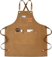 Tablier en toile de haute qualité avec logo brodé personnalisé, 100% coton, double poches, tablier de cuisine pour chef, restaurant, ceinture réglable