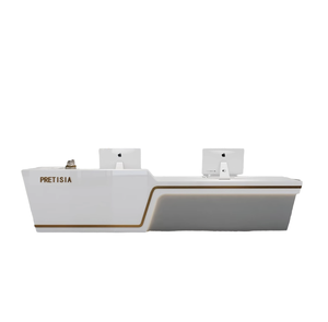 Comptoir de réception en bois moderne, comptoir de caisse pour salons de beauté, hôtels, bureaux, cliniques, magasins de détail, mobilier commercial - Product Image 6